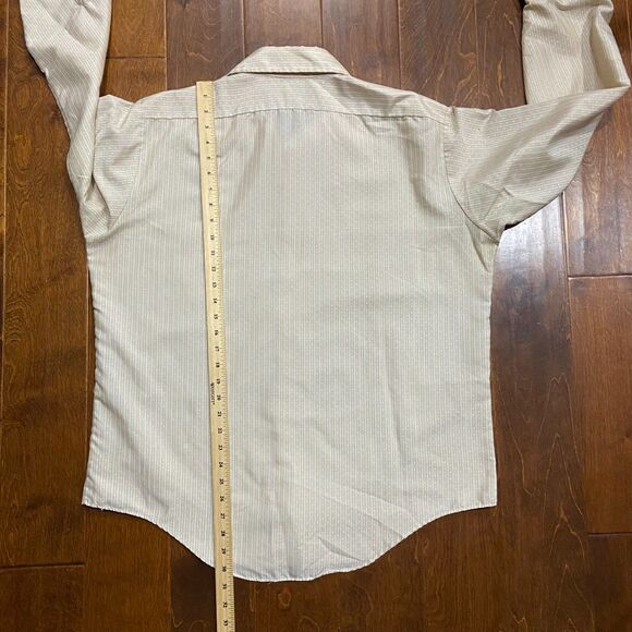 Elderado Vintage 70s Casual Beige White Striped Button Down Shirt Men's Size XL - Picture 9 of 9